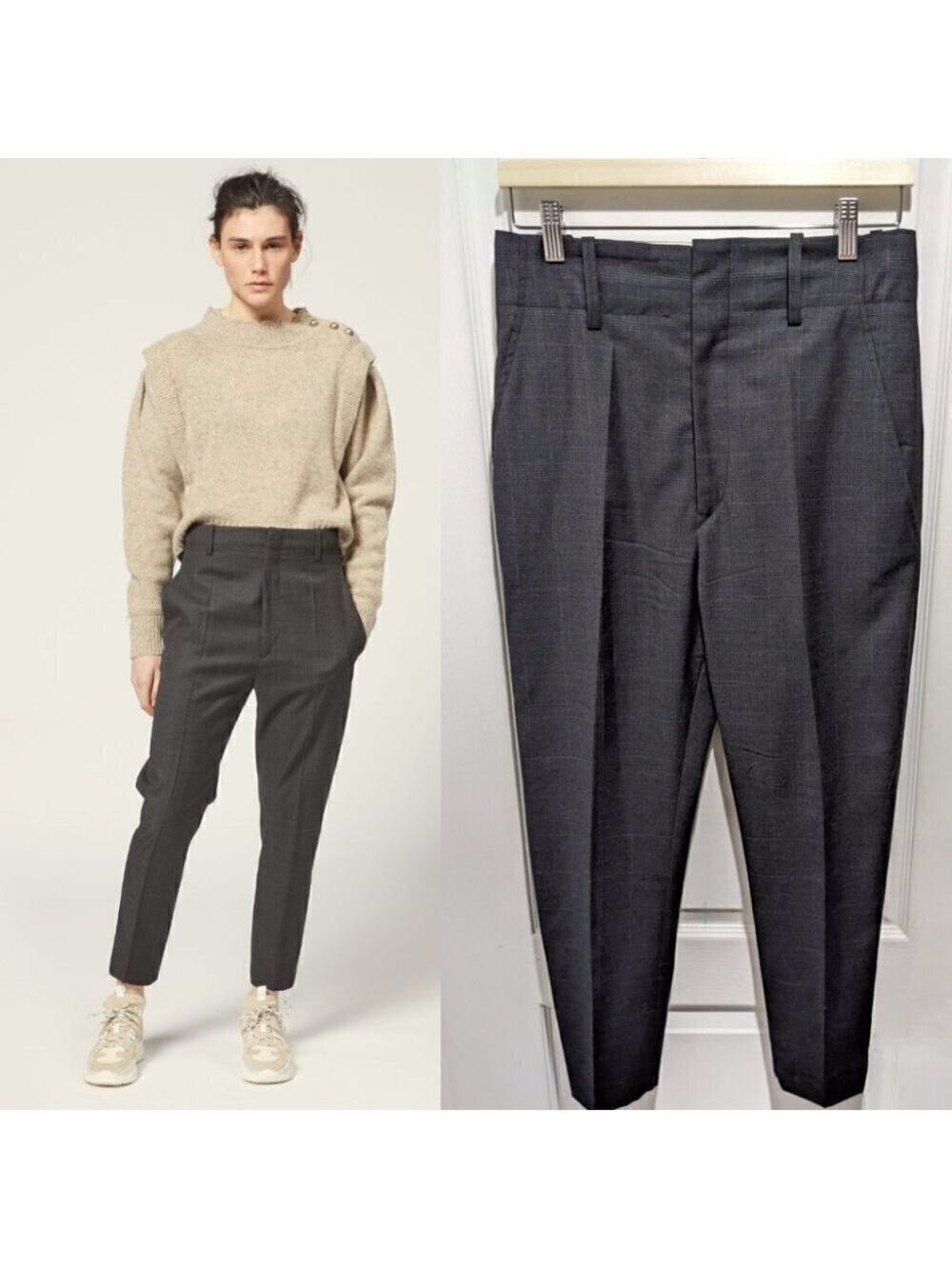 Isabel Marant Etoile | Noah wool trousers in anthracite plaid
